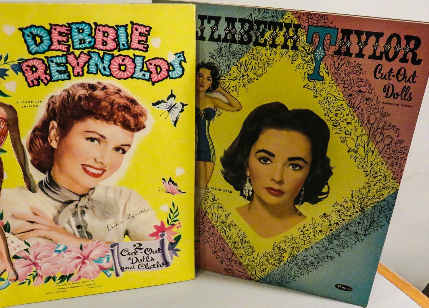 VINTAGE 1950s Cut-Out Paper Dolls Books DEBBIE REYNOLDS & ELIZABETH TAYLOR