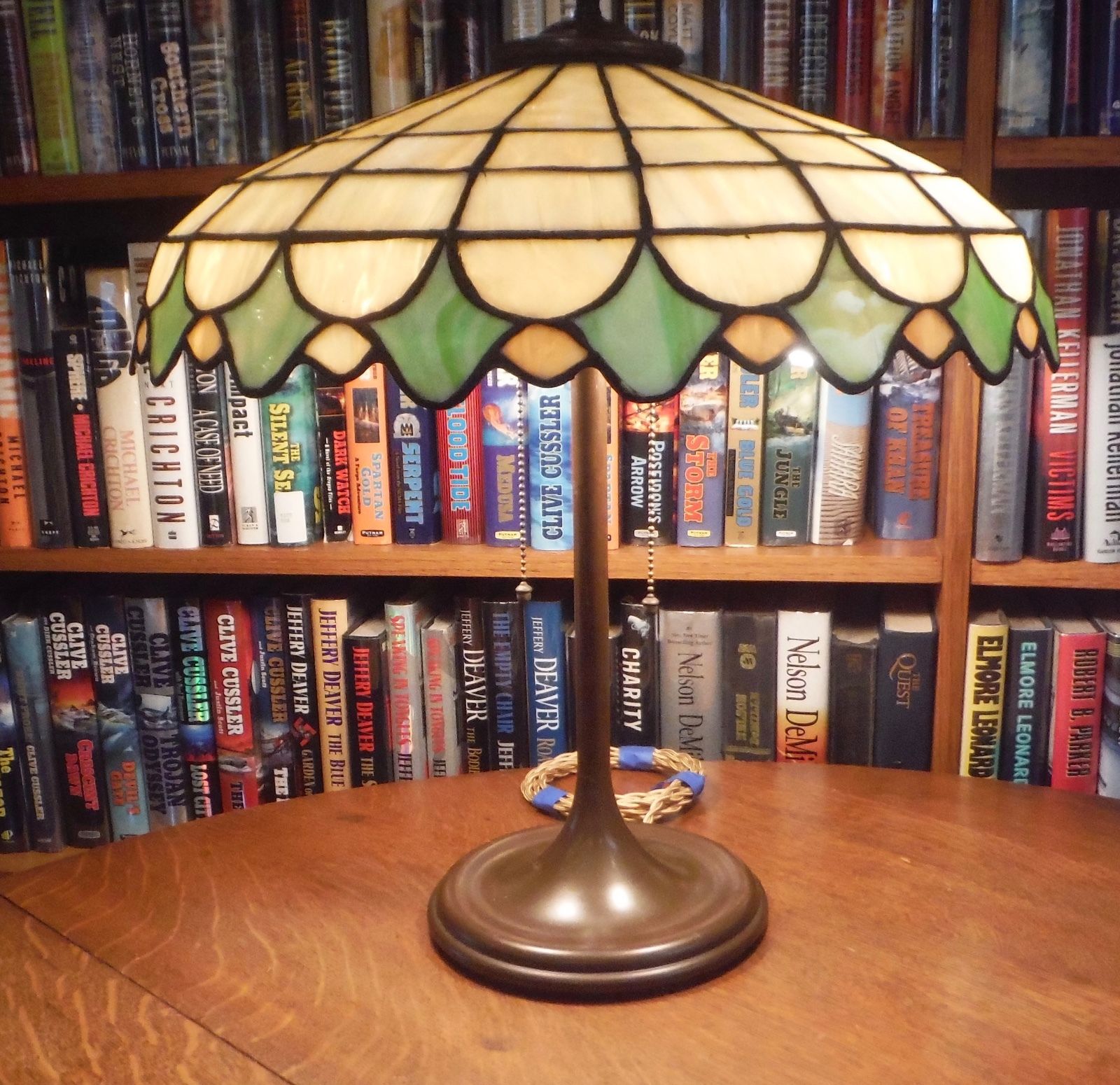 Antique Leaded Glass Lamp Unique Art Glass Co.Handel Tiffany Bradley & Hubbard