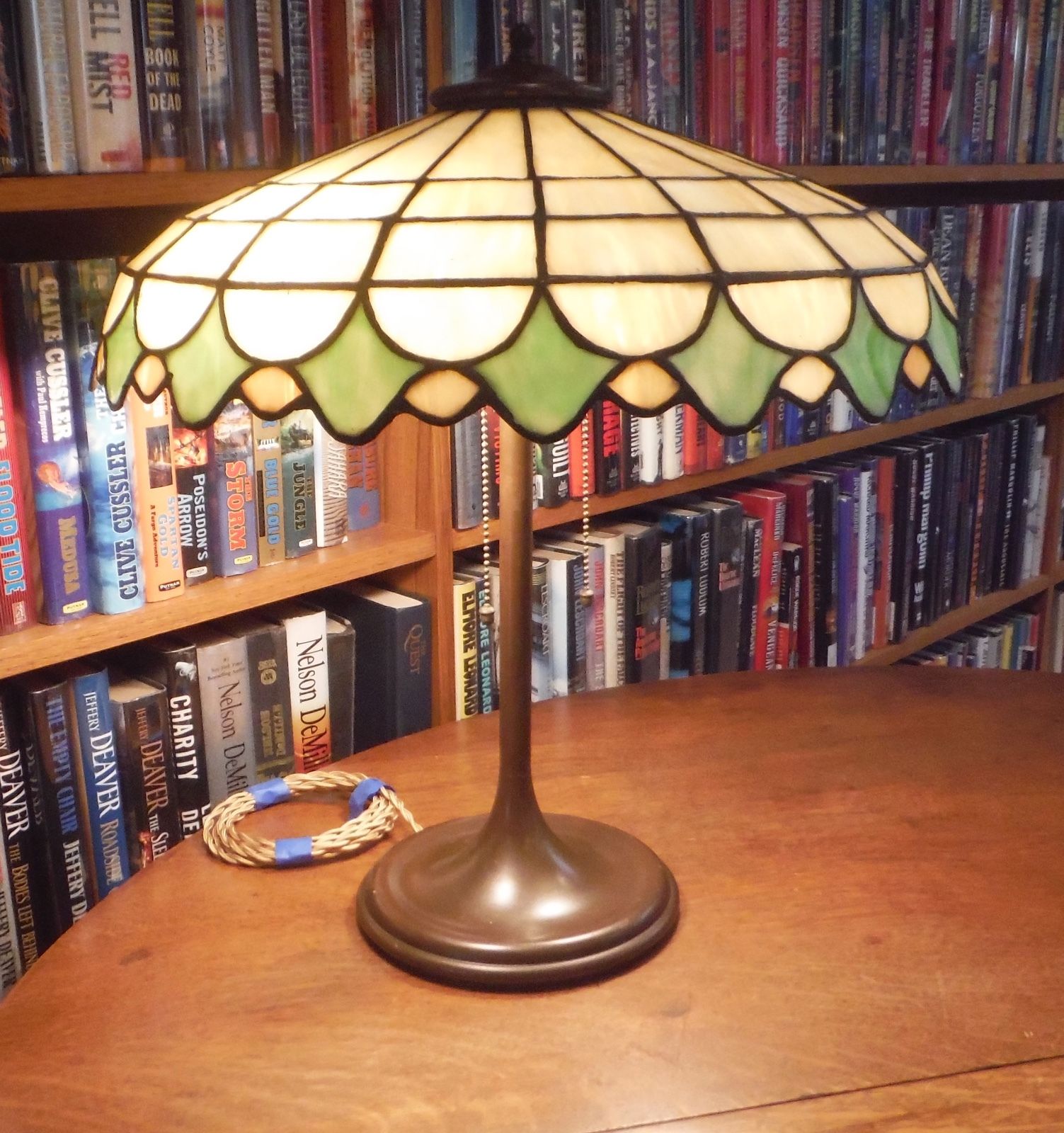 Antique Leaded Glass Lamp Unique Art Glass Co.Handel Tiffany Bradley & Hubbard