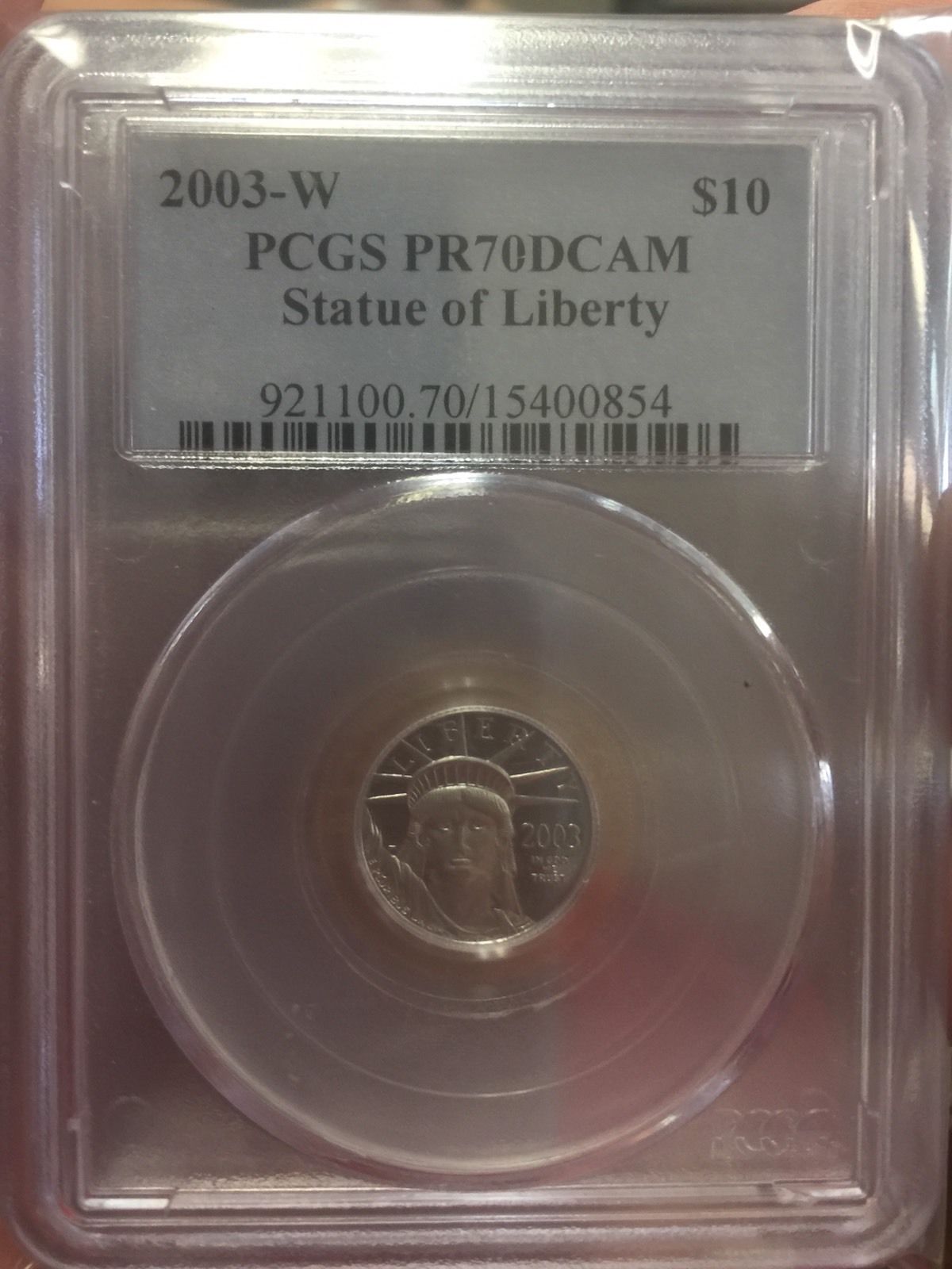 2003 W Platinum $10 Statue Of Liberty PCGS PR70DCAM PR70 Graded