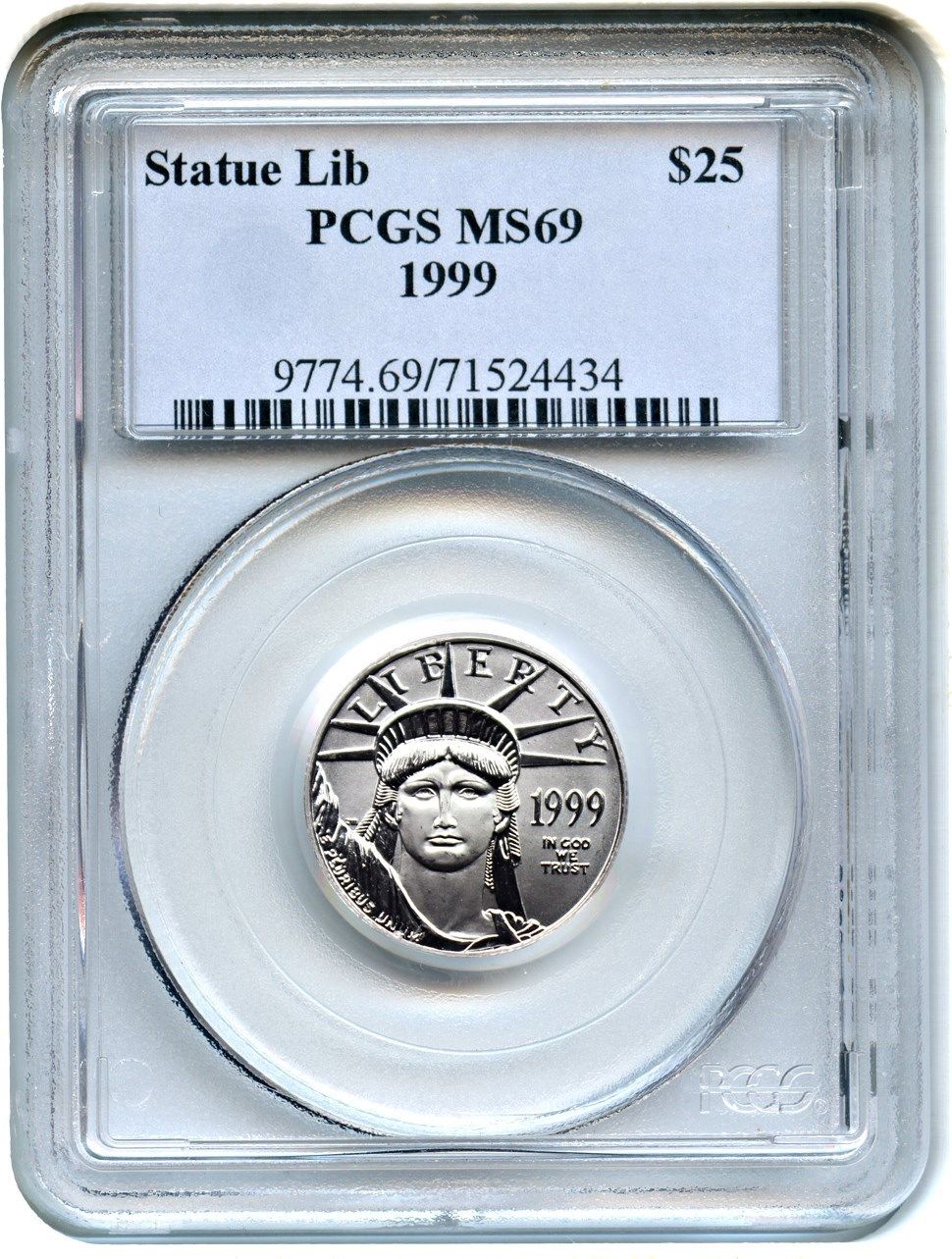 1999 Platinum Eagle $25 PCGS MS69 - Statue Liberty 1/4 oz