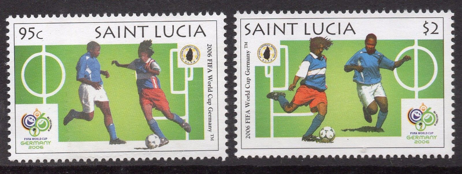 St. Lucia 2006 FIFA World Football set & m/sheet UM (MNH)