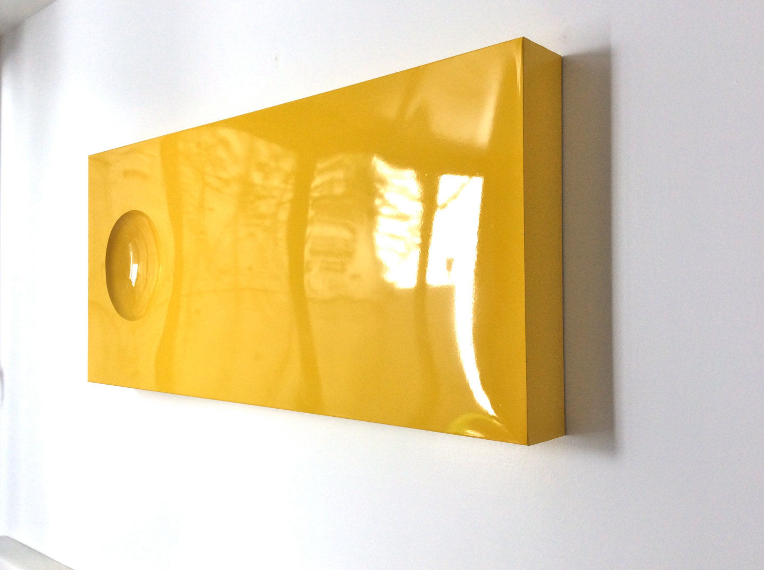 Primrose Yellow Metal Wall Sculpture Signed POP Art Mid Century Modern