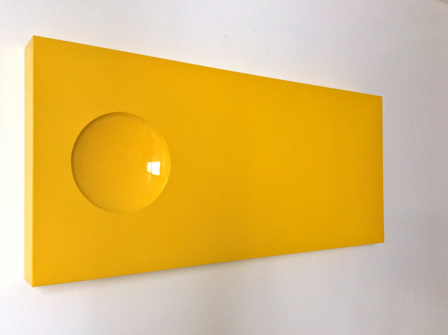 Primrose Yellow Metal Wall Sculpture Signed POP Art Mid Century Modern