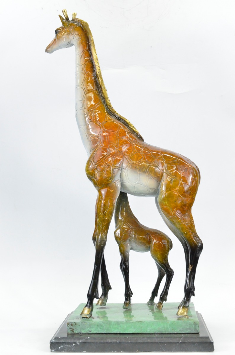 Handmade Giraffe Art Marble Figurine Limited Edition Bronze Sculpture Statue Gif