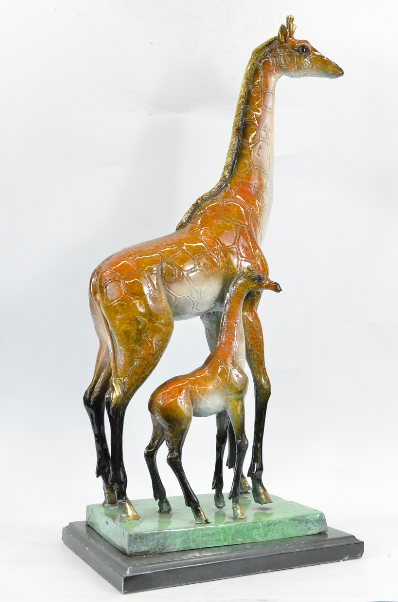 Handmade Giraffe Art Marble Figurine Limited Edition Bronze Sculpture Statue Gif