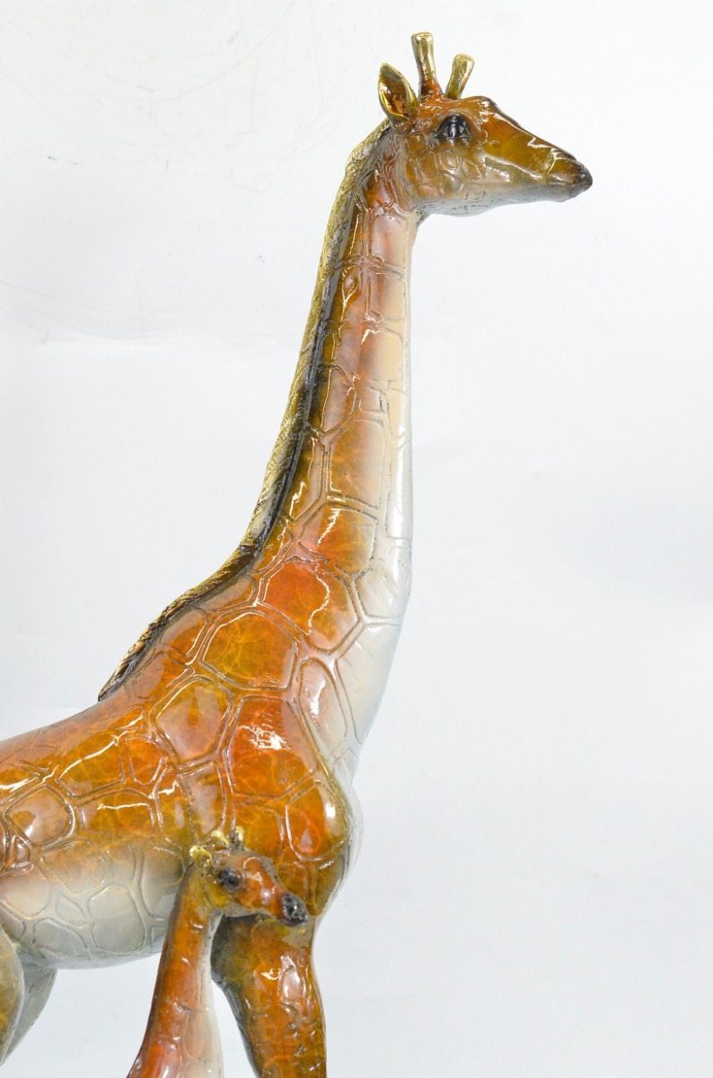 Handmade Giraffe Art Marble Figurine Limited Edition Bronze Sculpture Statue Gif