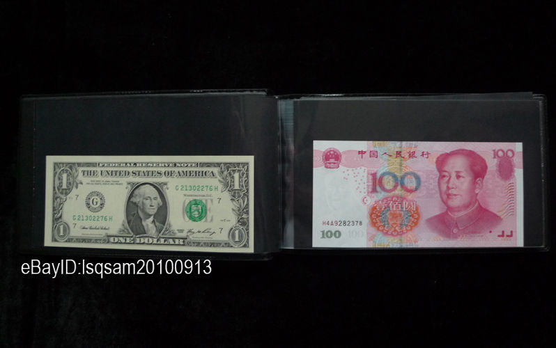 Paper Money Currency Banknotes Holder 20/40 Pockets Album (Green Front Cover)