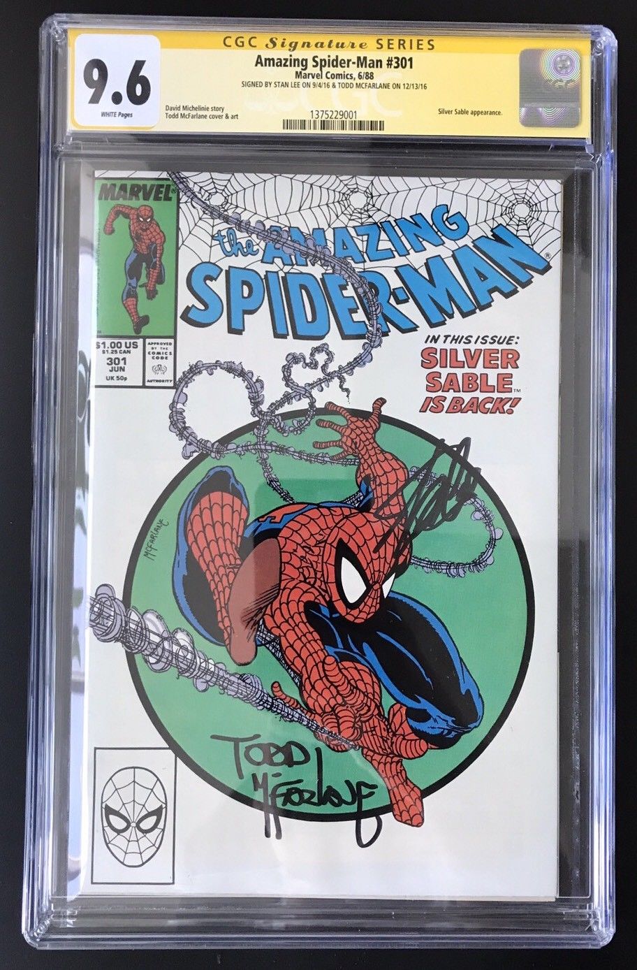 Amazing Spider-Man 301 CGC 9.6 Signed 2x Stan Lee Todd McFarlane