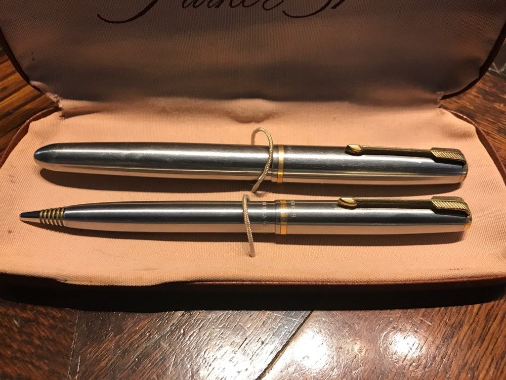 Vintage 40's Parker "51" Flighter Fountain Pen & Mechanical Pencil Set