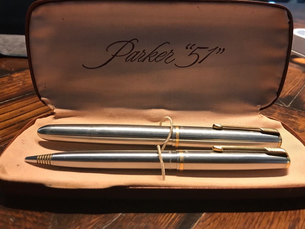 Vintage 40's Parker "51" Flighter Fountain Pen & Mechanical Pencil Set