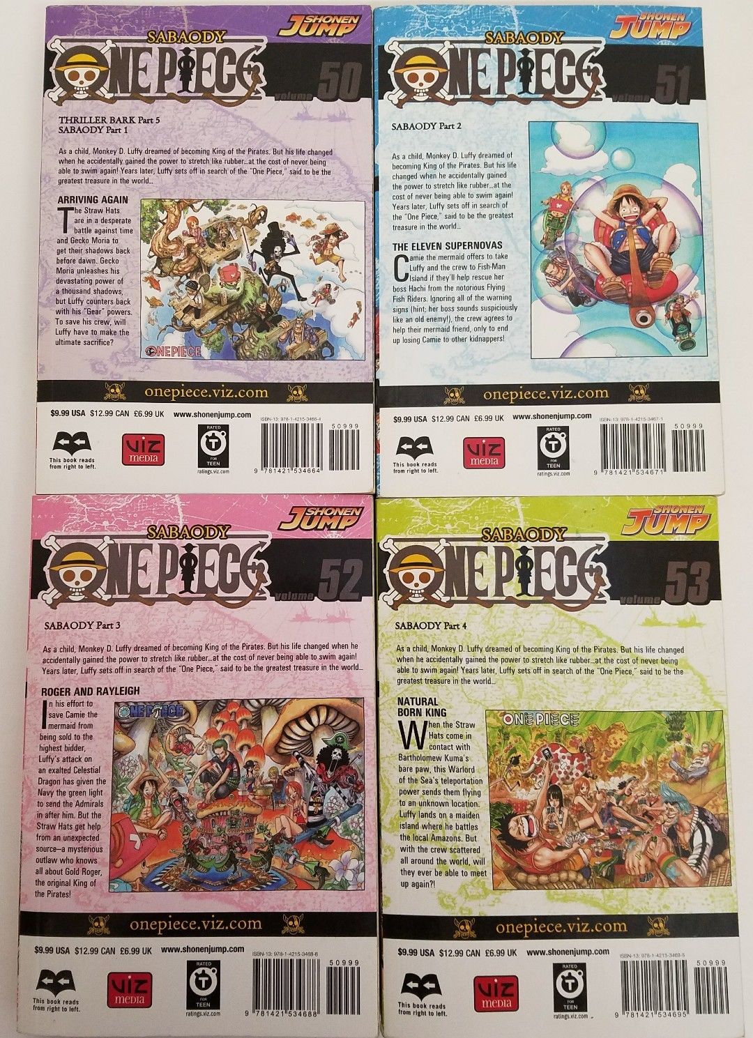 One Piece #50~51~52~53 Manga ENGLISH Shonen Jump Graphic Novel Eiichiro Oda Viz