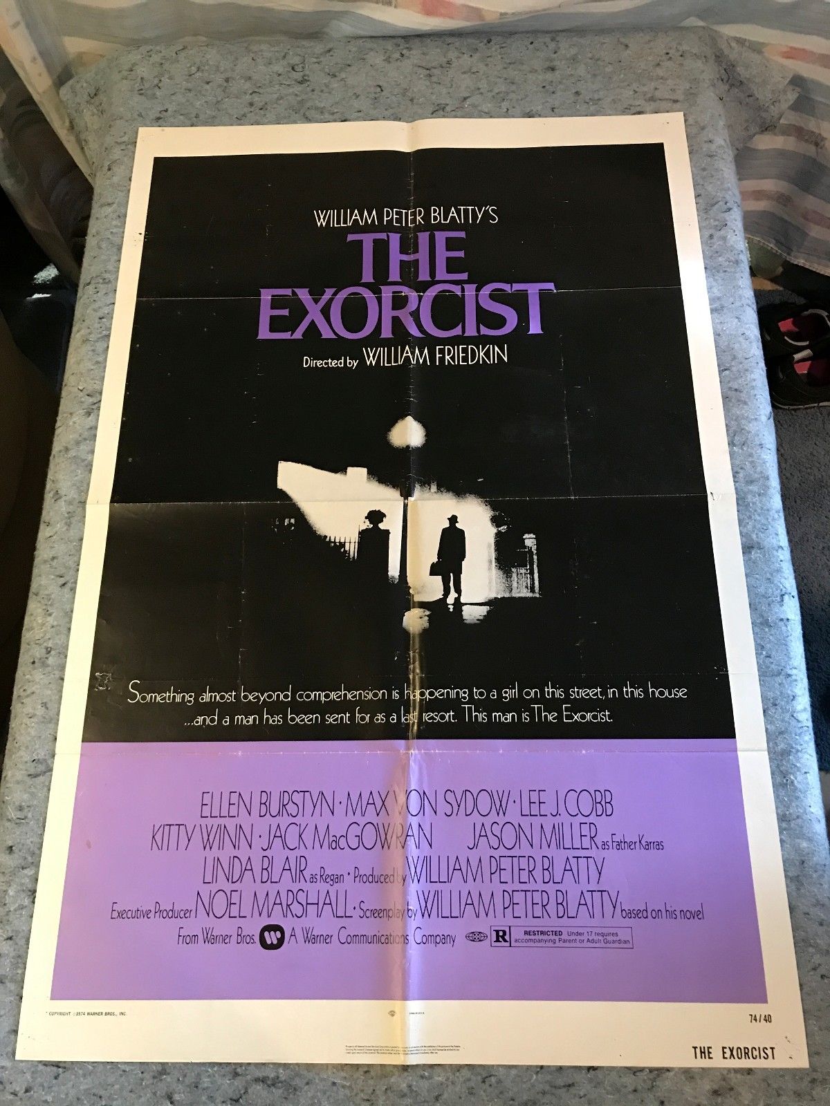 The Exorcist 1974 Original 1 Sheet Movie Poster 27" x 41" (VG) Linda Blair