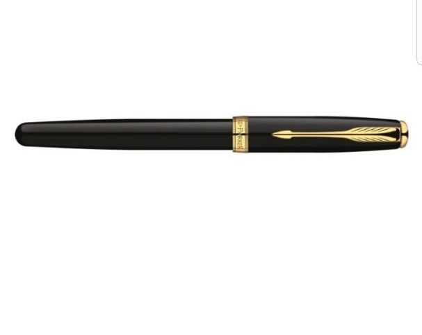 PARKER SONNET BLACK LAQUE & GOLD FOUNTAIN PEN FINE PT NEW IN BX S0808700 FRANCE*