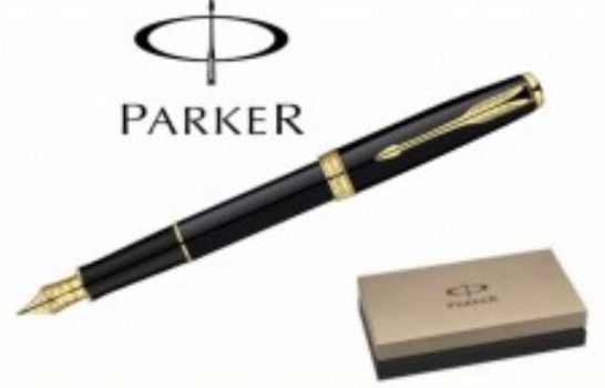 PARKER SONNET BLACK LAQUE & GOLD FOUNTAIN PEN FINE PT NEW IN BX S0808700 FRANCE*