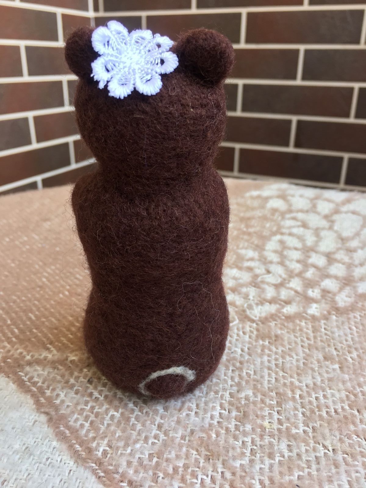 OOAK Handmade Felted Bear with a cone Wool Doll (Stuffed Animals)