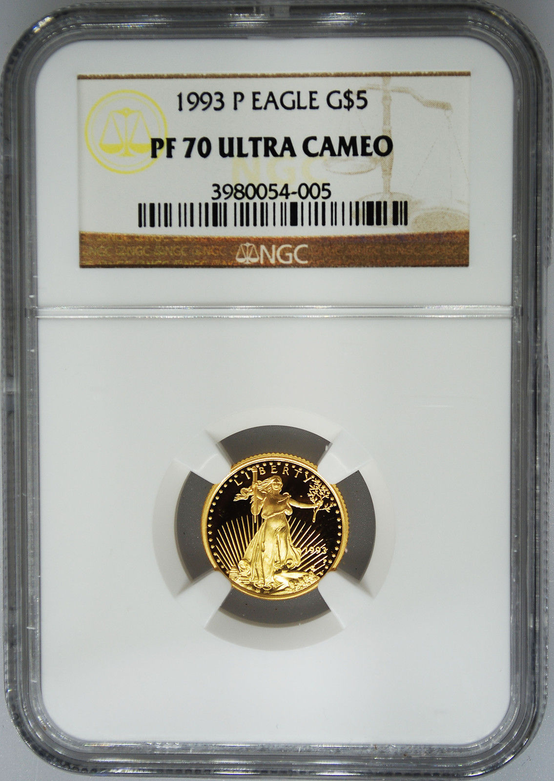 1993-P NGC PF70 UCAM $5 PROOF GOLD EAGLE 1/10 Ounce PR Ultra Cameo Philadelphia