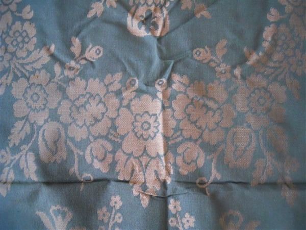 French vintage  Silk   fabric to decorate  baroque pillow . green and cream