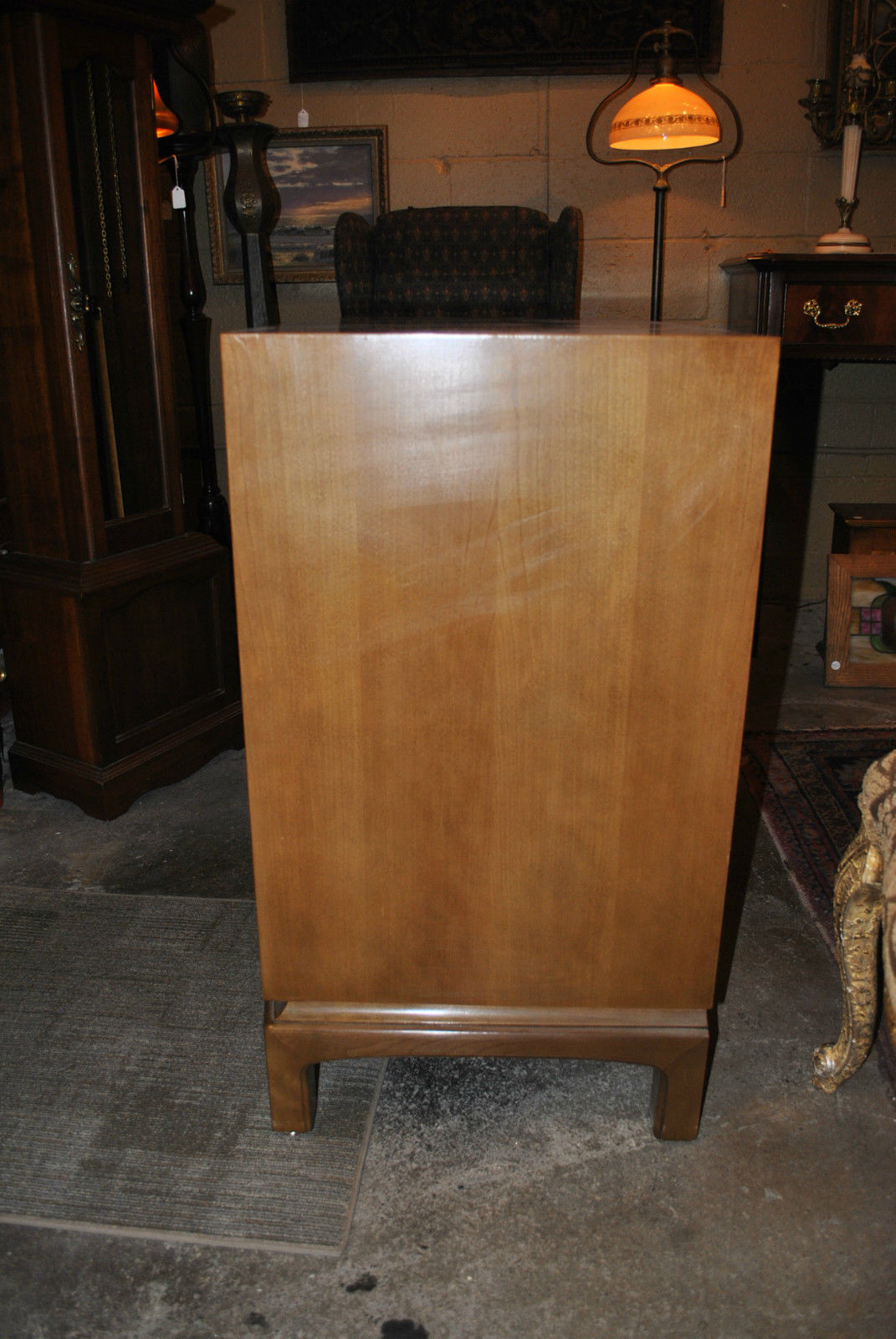 Mid-Century  Three Drawer Burled Wood Chest, Asian Influence