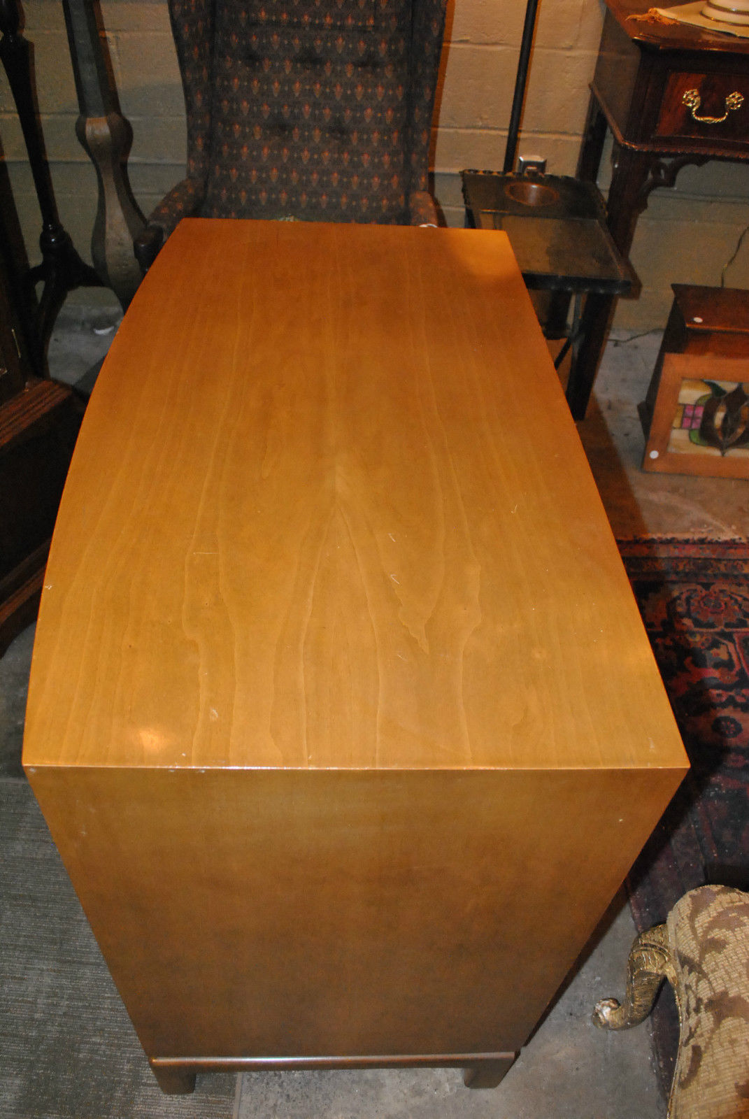 Mid-Century  Three Drawer Burled Wood Chest, Asian Influence