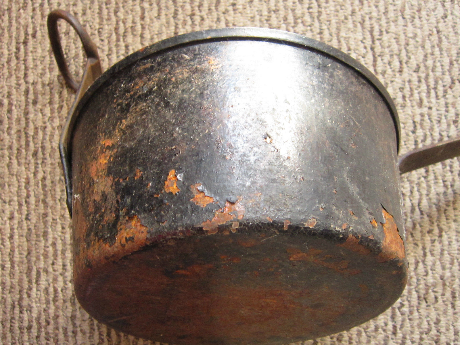 Vintage,antique? iron fireplace, hearth hanging pan:marked W.H.&Co-cast?steel?