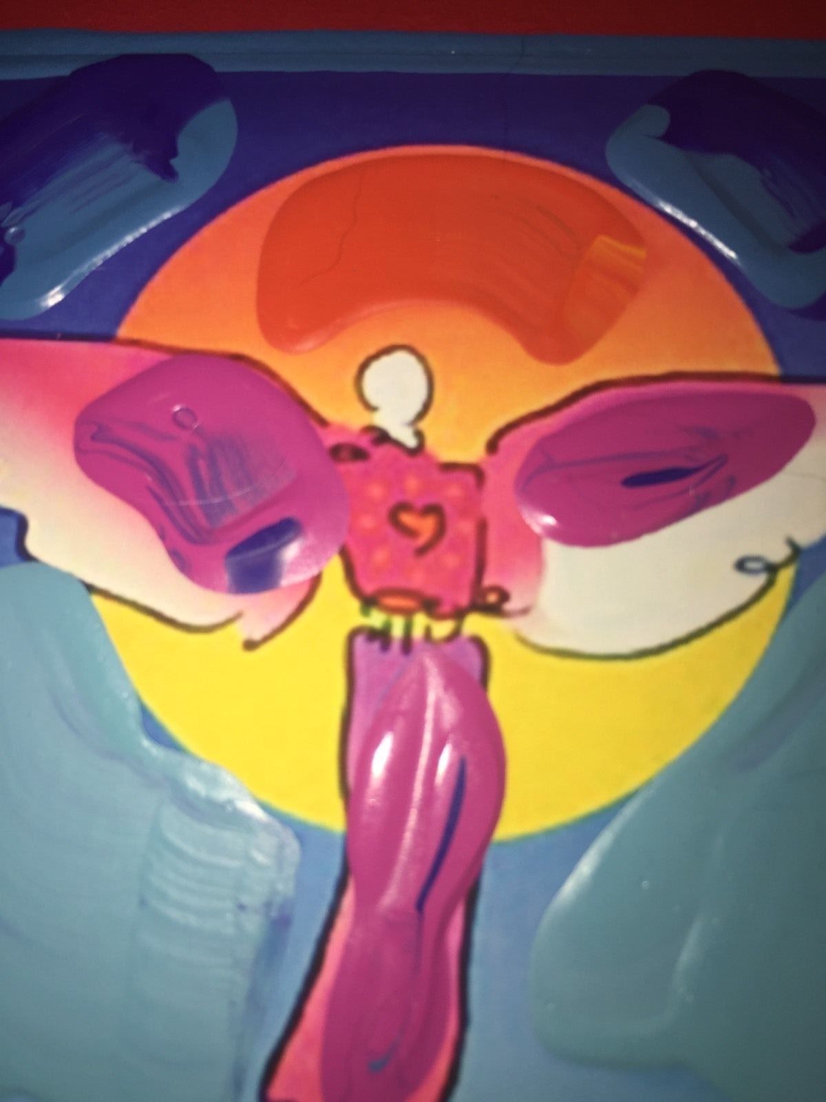 Peter Max, "ANGEL WITH SUN ON BLENDS" Mixed Media, Signed, Overpaint, Painting