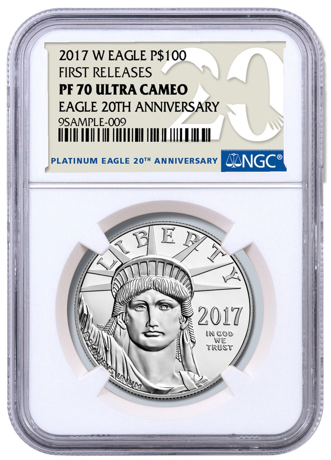 2017-W 1 oz Platinum Eagle Proof $100 NGC PF70 UC FR 20th Anniversary SKU48396