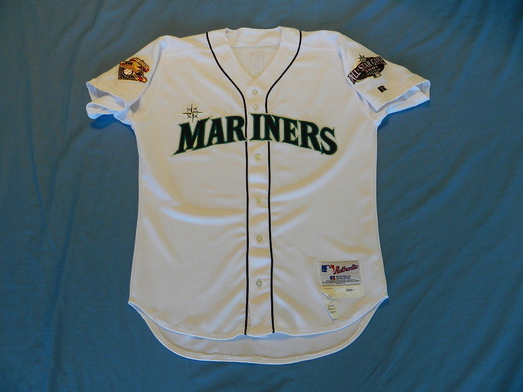 John McLaren 2001 Seattle Mariners game used jersey home size 50+2+1