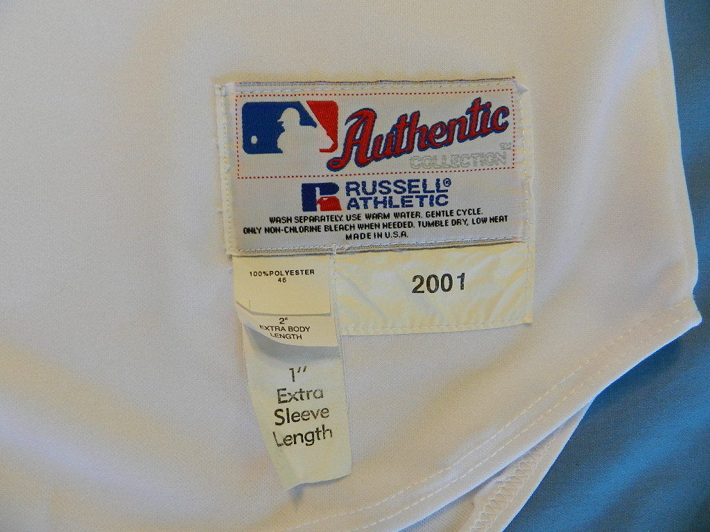 John McLaren 2001 Seattle Mariners game used jersey home size 50+2+1