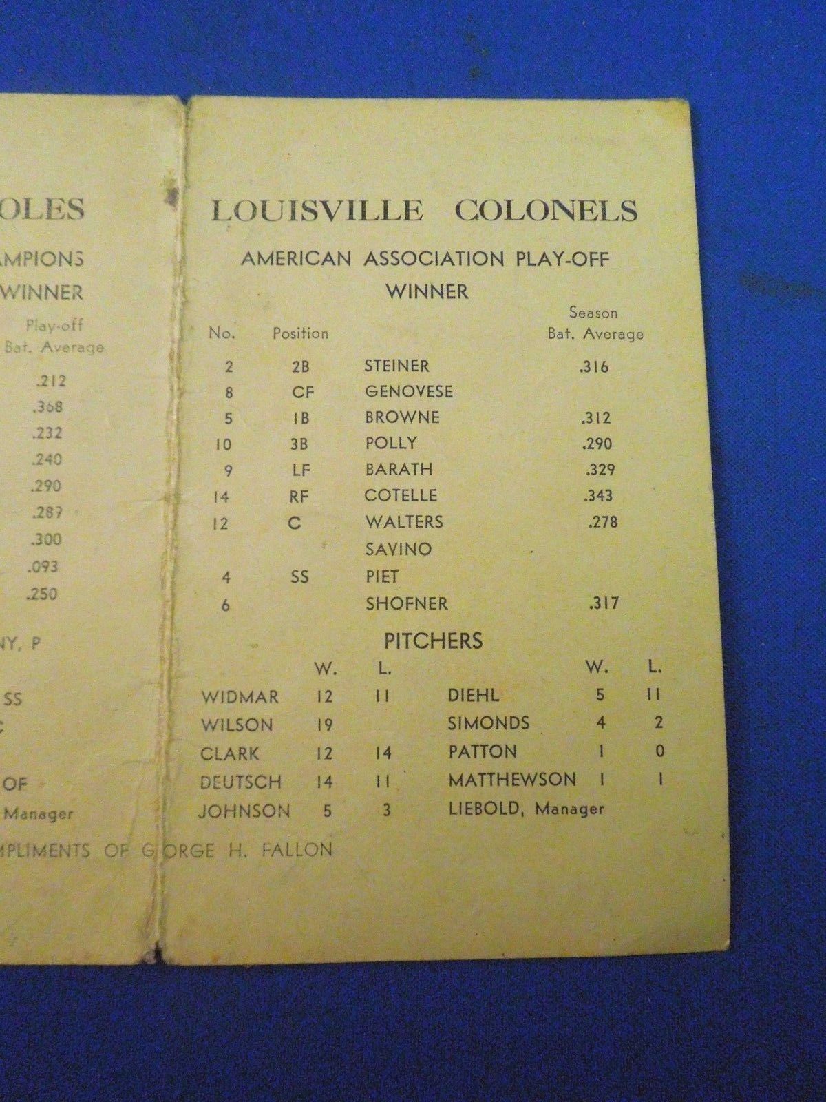 Vintage 1944 Junior World Series Program Baltimore Orioles vs Louisville Colonel