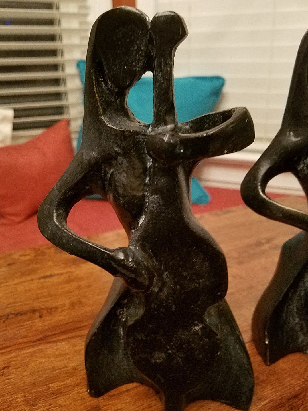 Iron brutalist mid century modern Woman w Cello sculpture statue Musician