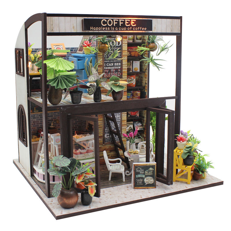 Cuteroom Dollhouse Miniature DIY House Wooden Kit 1:24 Gift Time Travel Coffee