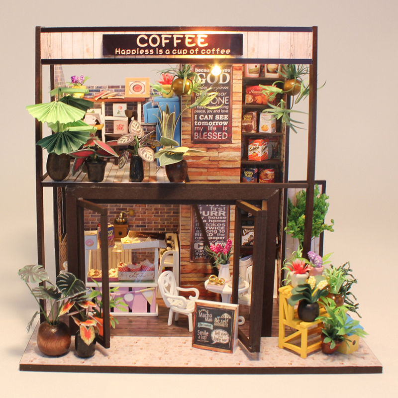 Cuteroom Dollhouse Miniature DIY House Wooden Kit 1:24 Gift Time Travel Coffee