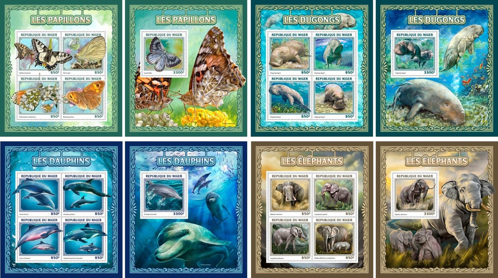 Butterflies Fishes Horses Elephants Animals Fauna Niger MNH stamp set 46 sheets