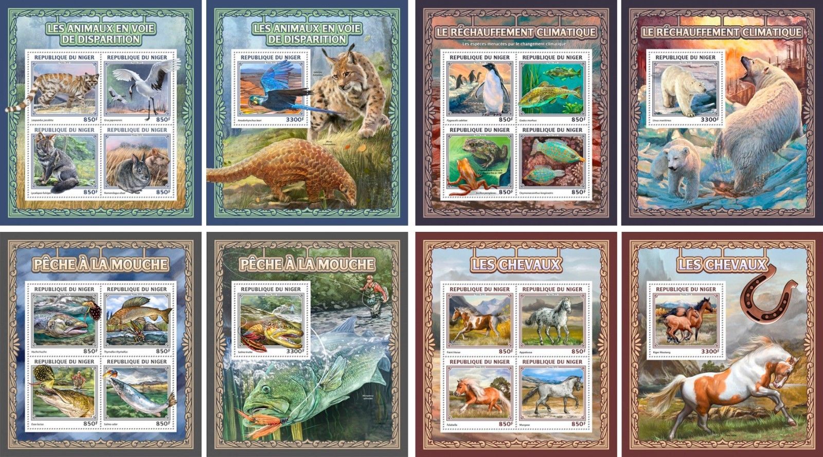 Butterflies Fishes Horses Elephants Animals Fauna Niger MNH stamp set 46 sheets