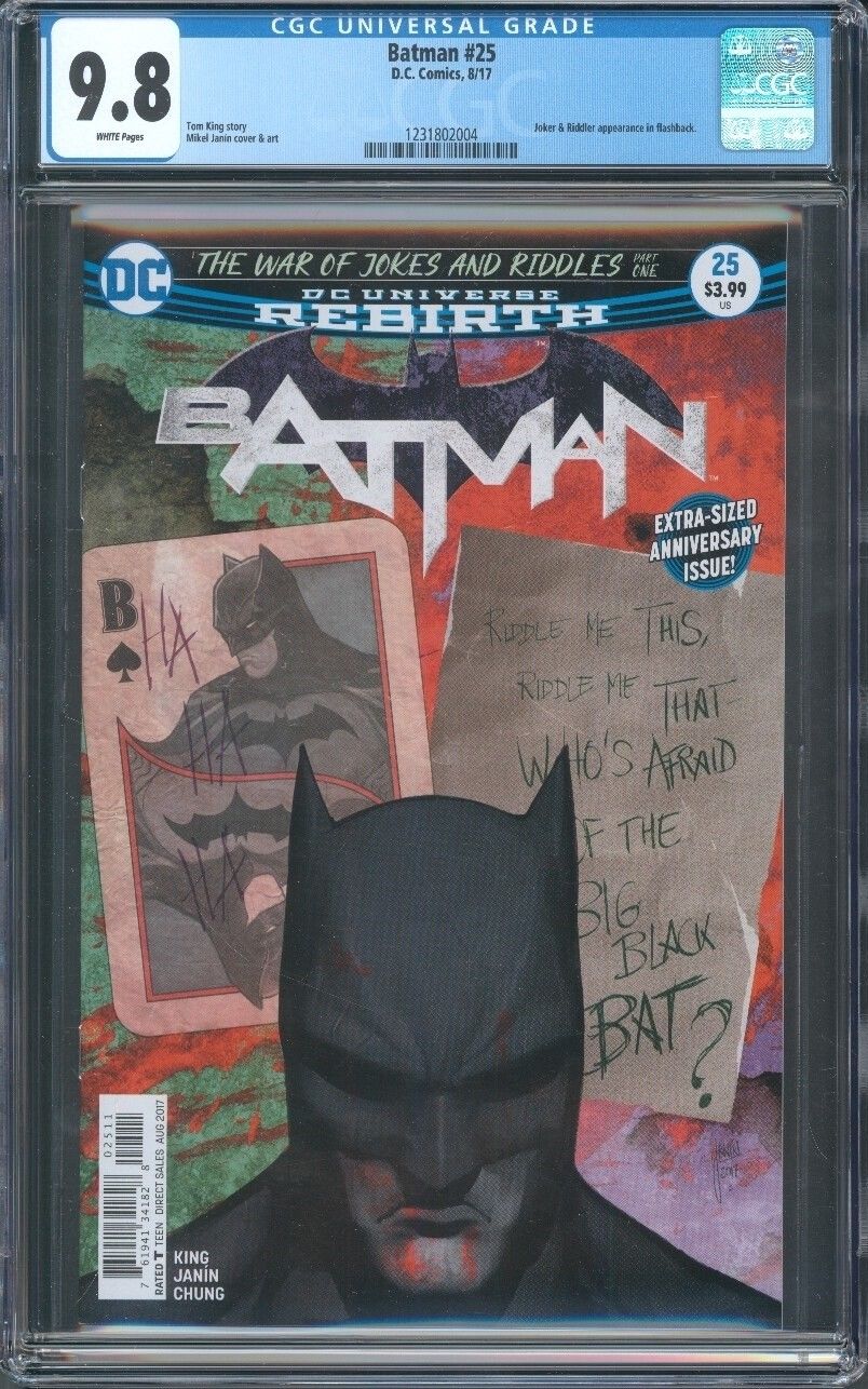 BATMAN REBIRTH #25 CGC 9.8 NM/MT 1ST PRINT JOKER AND RIDDLER APP 2017