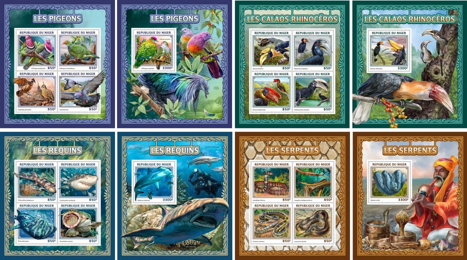 Butterflies Fishes Horses Elephants Animals Fauna Niger MNH stamp set 46 sheets