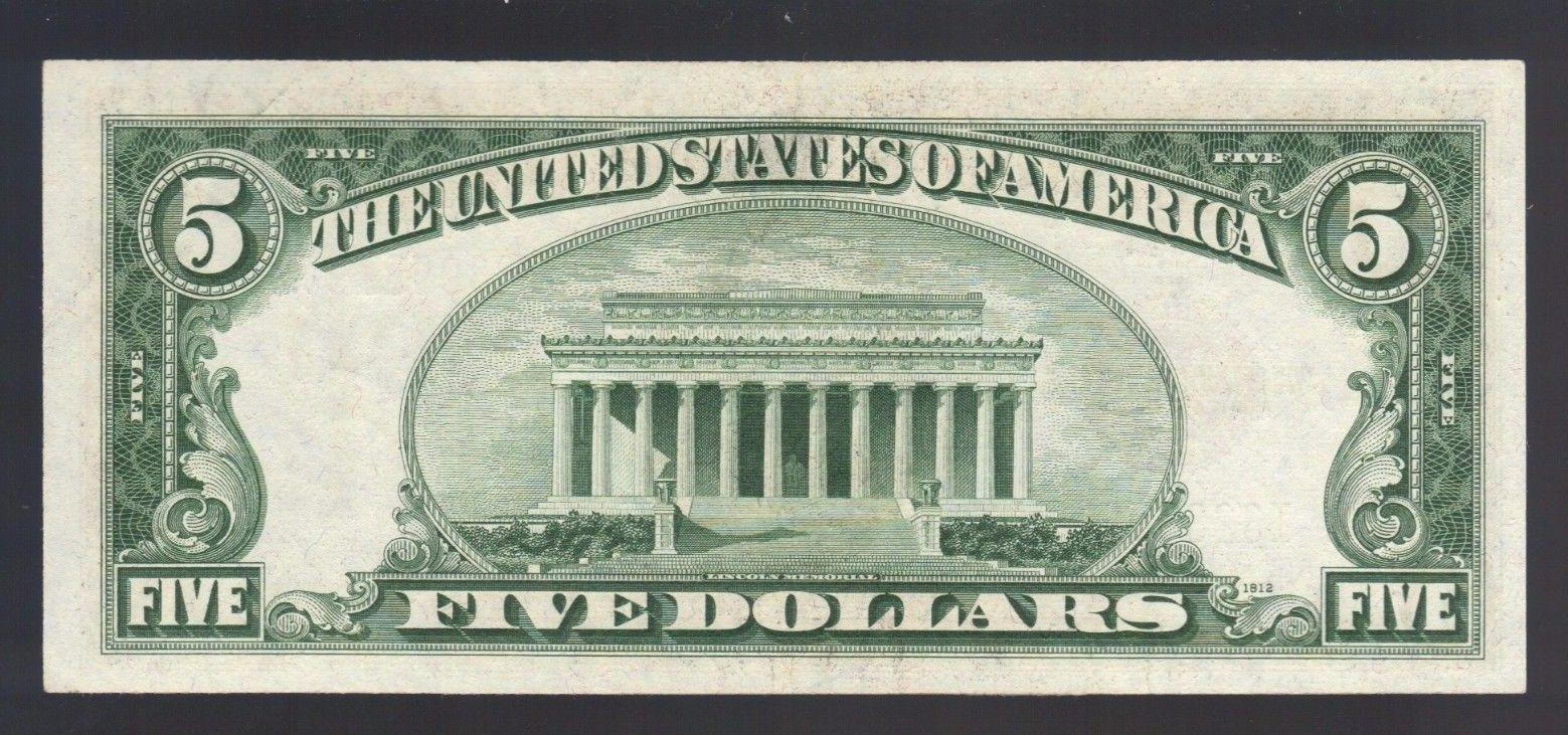 $5 DOLLAR 1928 RED SEAL OLD United States Legal Tender Note USA Bill Paper Money