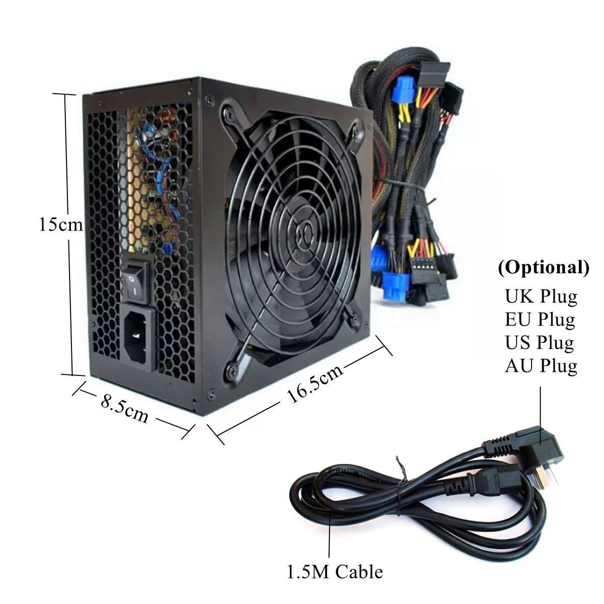 1600W ATX Mining Power Supply SATA 6 GPU For Bitcoin BTC Rig Ethereum Miner S7