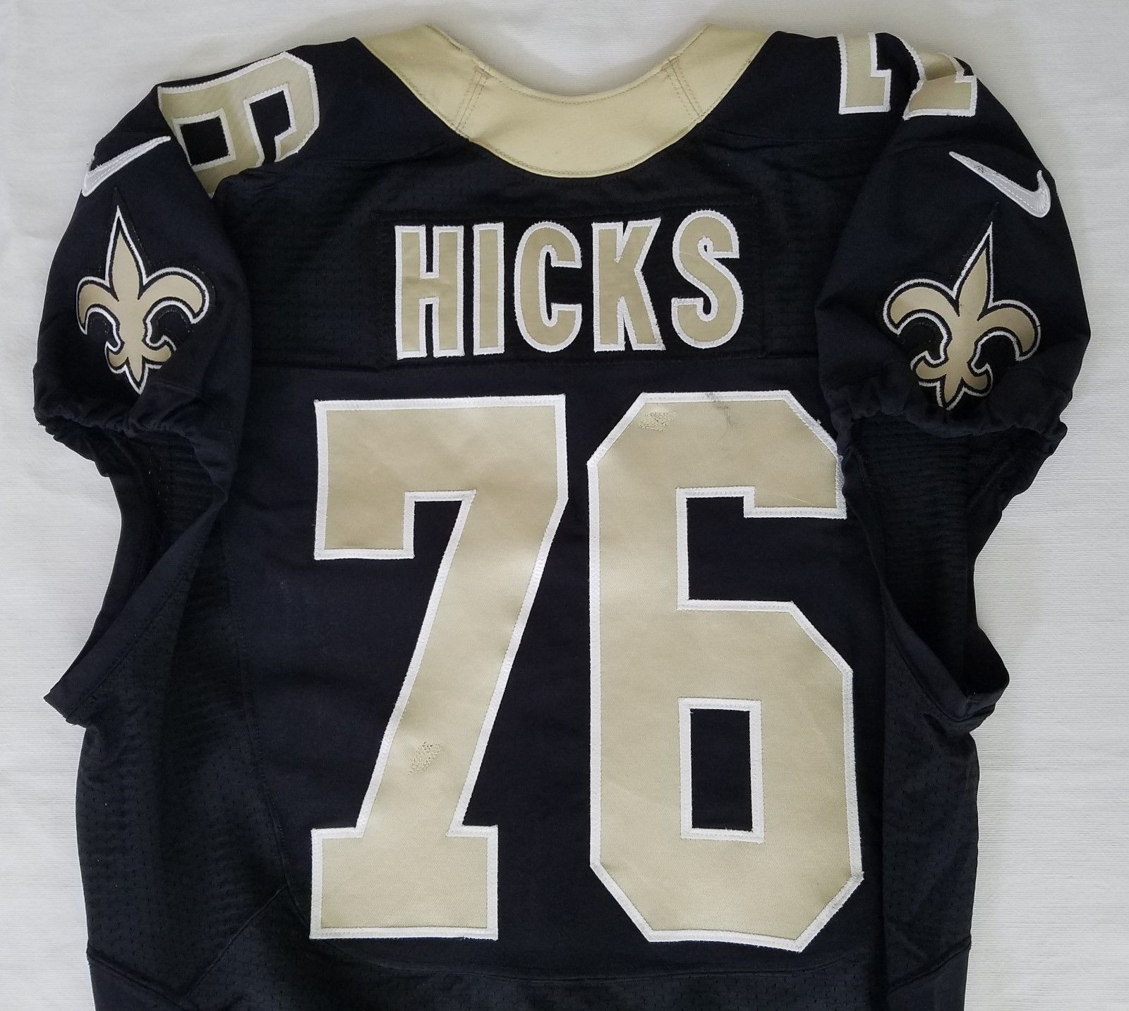 #76 Akiem Hicks Authentic Nike Game Worn Jersey from New Orleans Saints