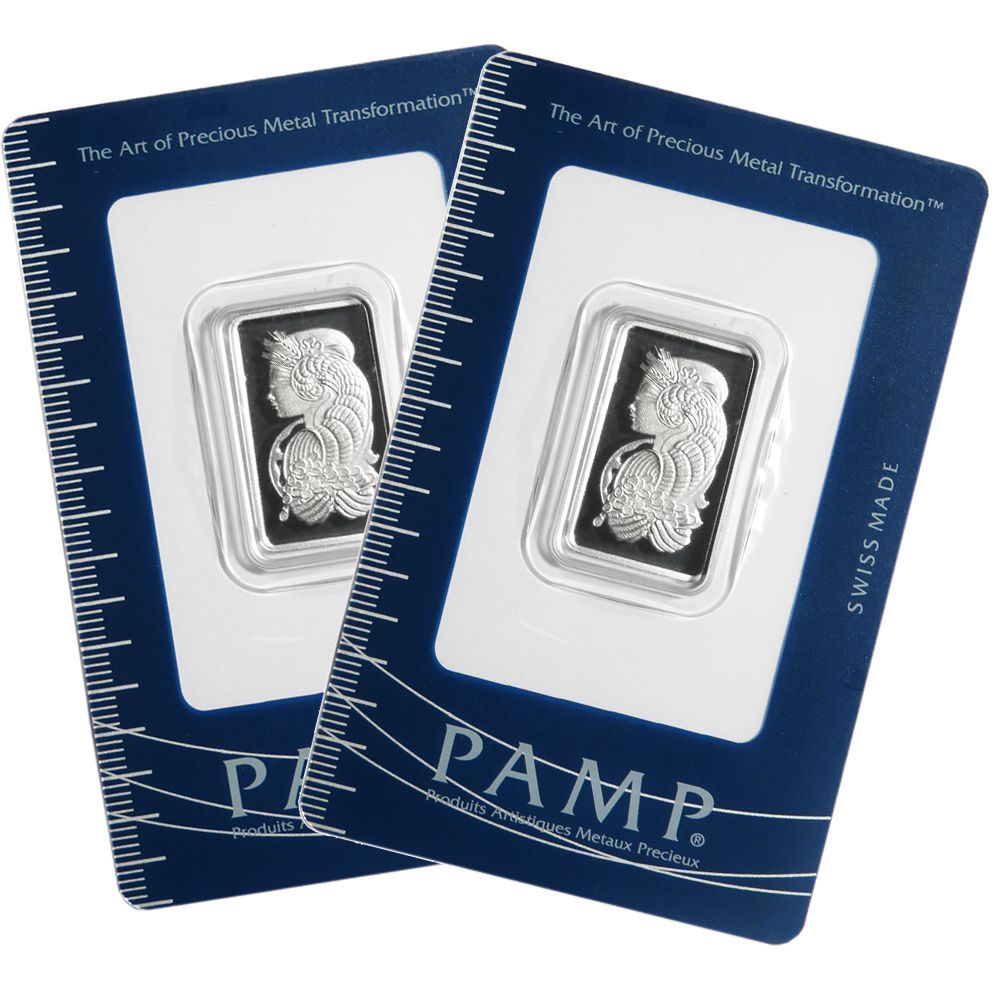 Lot of 2 - 10 Gram Pamp Suisse .9995 Fine Platinum Bar Fortuna