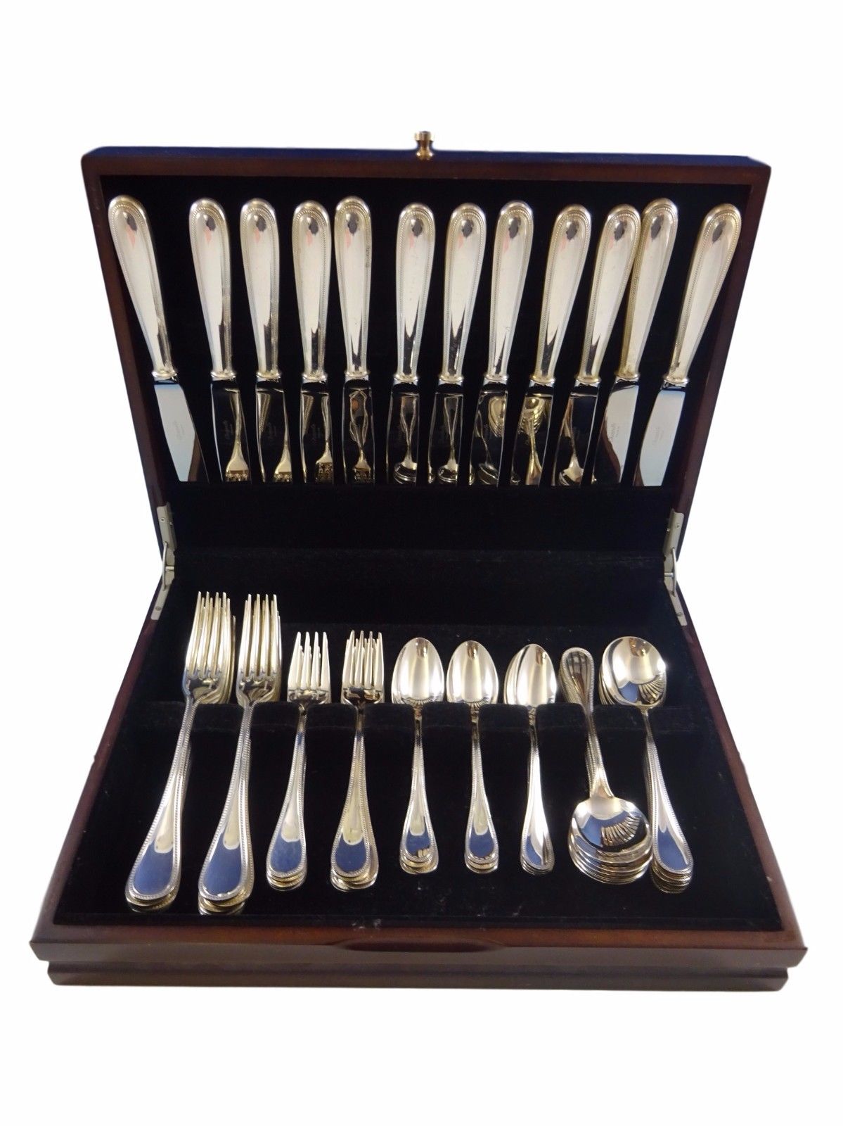 Perles by Christofle Sterling Silver Flatware Service For 12 Dinner Set 60 Pcs