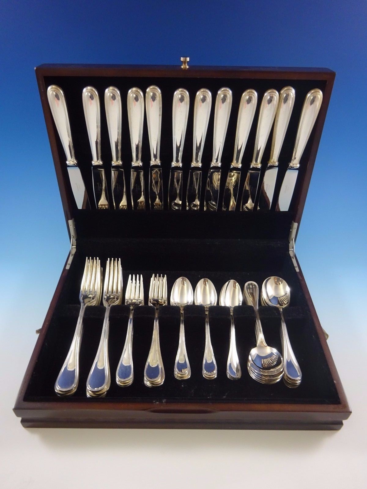 Perles by Christofle Sterling Silver Flatware Service For 12 Dinner Set 60 Pcs