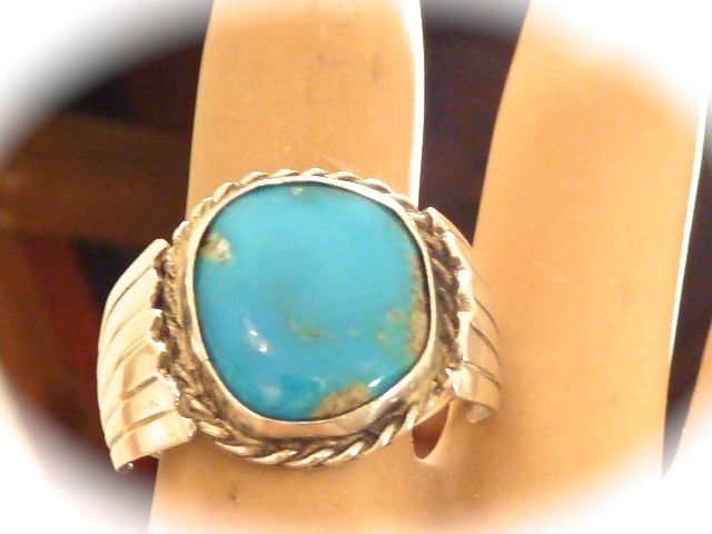 STERLING SILVER NAITVE AMERICAN NAVAJO TURQUOISE VINTAGE RING SZ 9