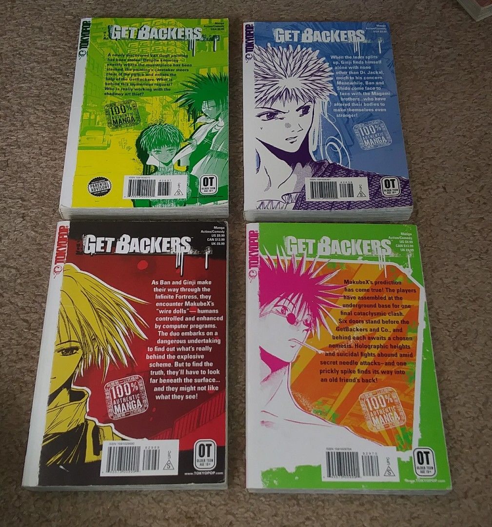 Get Backers 1 2 3 4 5 6 7 8 9 11 14 Lot of 11 Shonen Manga, English Yuya Aoki