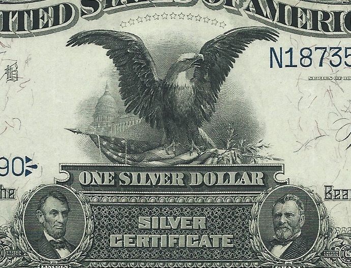 1899 $1 SILVER CERT BLACK EAGLE FR-228  PMG CHOICE ABOUT UNCIRCULATED 55 EPQ