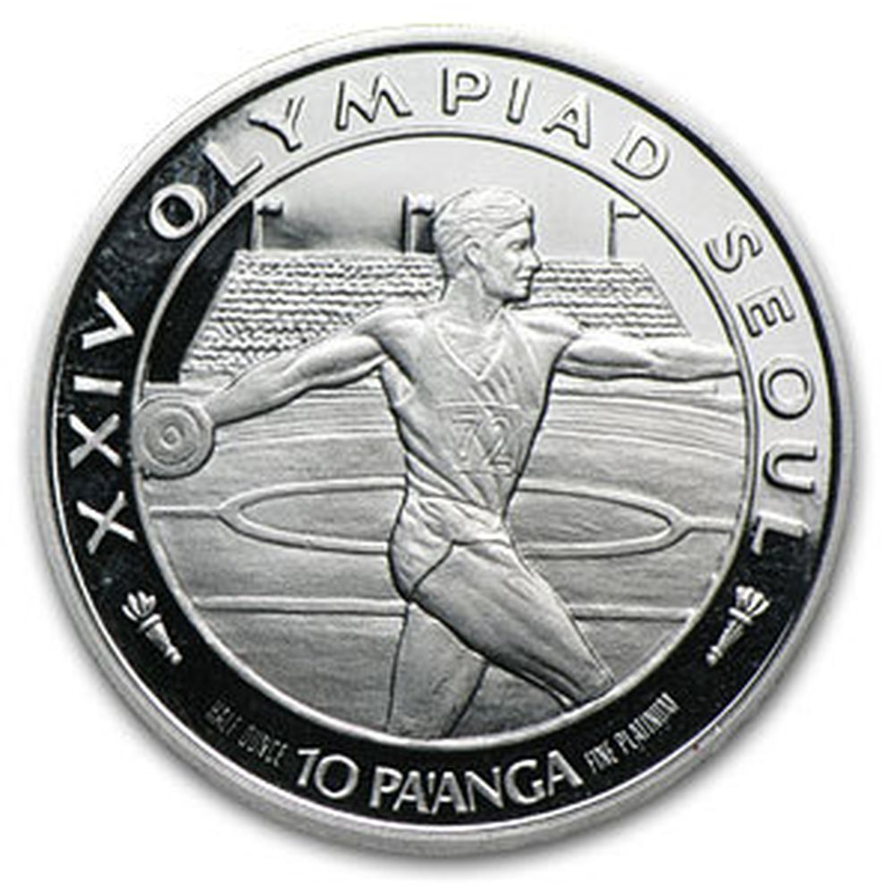 1988 Tonga 1/2 oz Proof Platinum 10 Pa'anga Coin