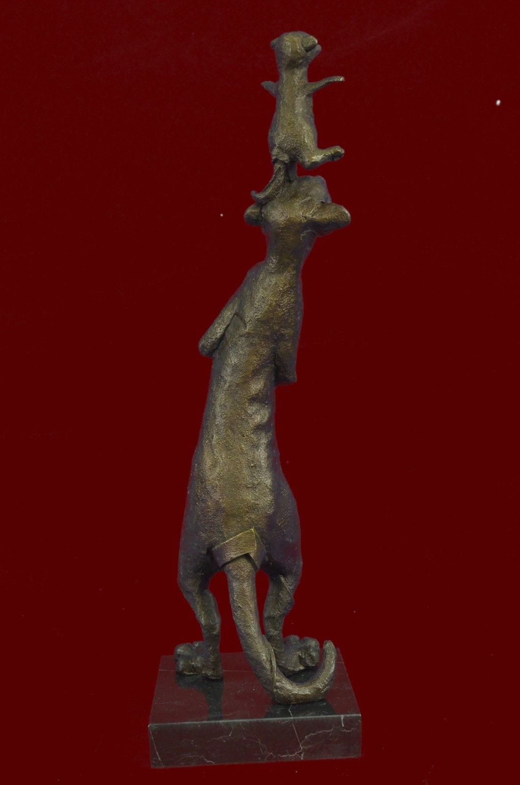 Handcrafted Genuine Meerkat and Baby Figurine Figure Bronze Sculpture Statue Gif