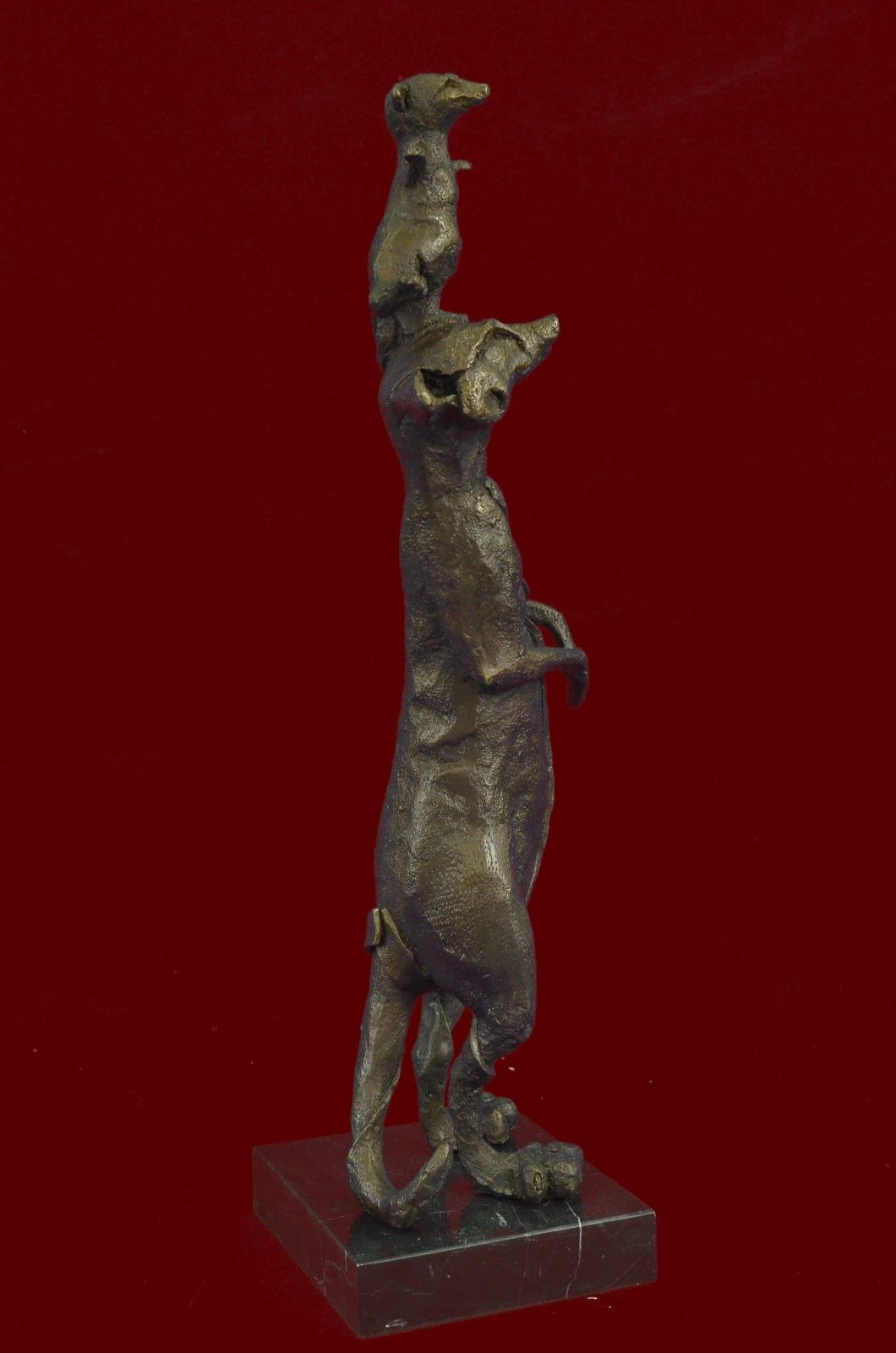 Handcrafted Genuine Meerkat and Baby Figurine Figure Bronze Sculpture Statue Gif