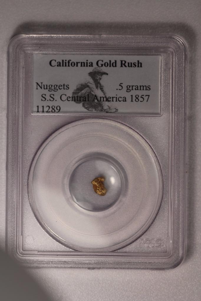 c1857 CC Central America Shipwreck .5 Gram Gold Nugget, PCGS Certified